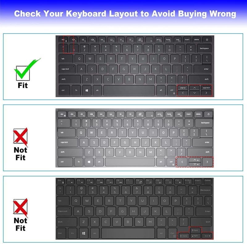 MUBUY-GOL Keyboard Cover for New Dell Inspiron 14 2-in-1, Dell Inspiron 5401 5402 5409 5405 5406 5490 5493 5498 7490 7400 7405 7409, Inspiron/Vostro 13 5390 5391 7390 7391 13.3" US Keyboard Cover - Black - Image 2